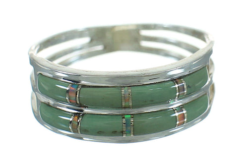 Opal And Turquoise Inlay Jewelry Sterling Silver Ring Size 6-1/2 AX89990